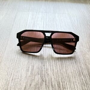 quay australia soundcheck black & orange polarized vintage aviator sunglasses